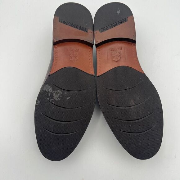 ADOLFO MEN’S Dress Shoes Loafers Brown Leather Tassels Hand Made In Italy 11 main image 9